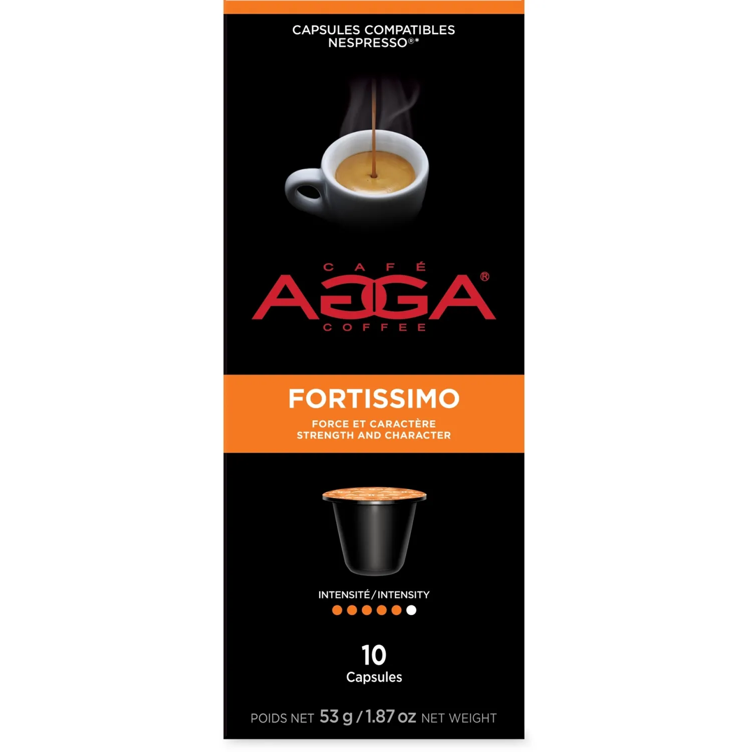 Ma Caféine Nespresso Compatible Capsules>Agga | Espresso Fortissimo - box of 10 Nespresso® compatible capsules