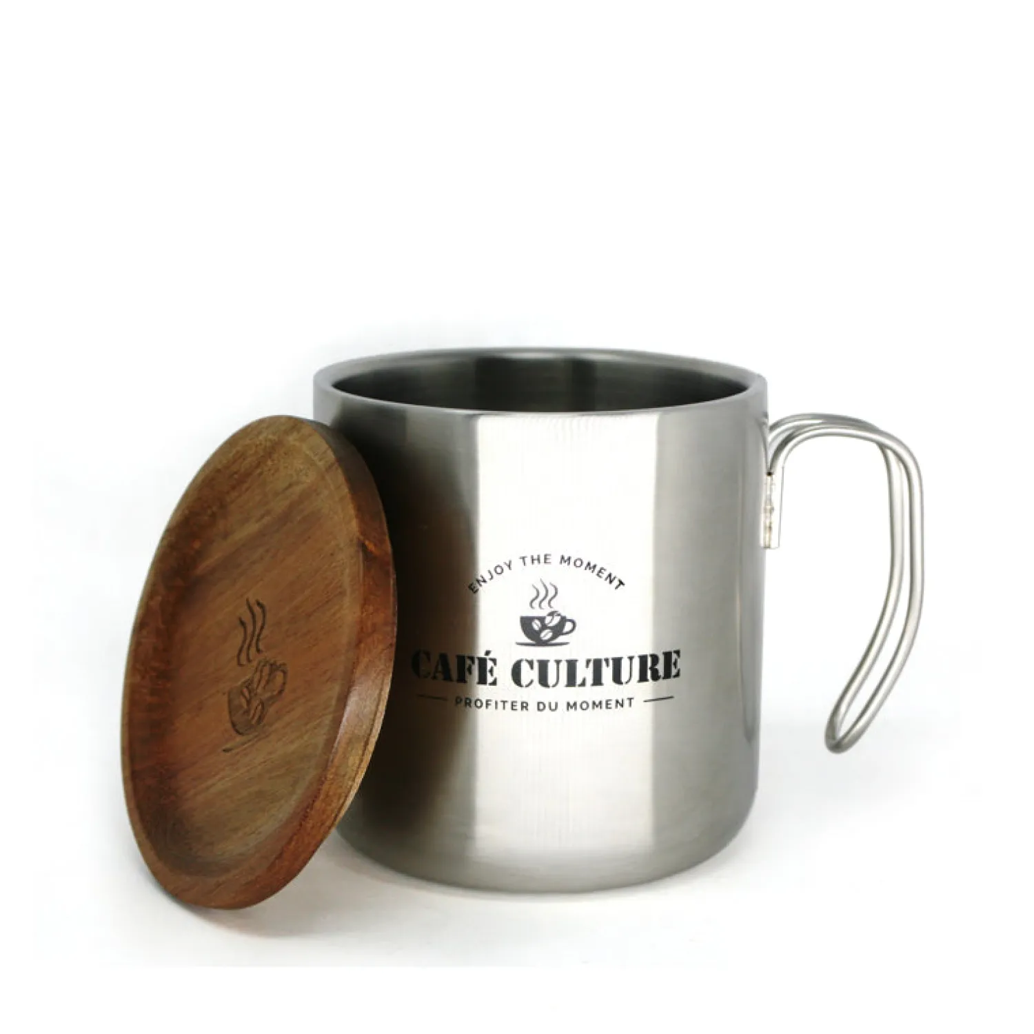 Ma Caféine Double Wall Cups | Camping>Café Culture | Double wall steel mug 450ml