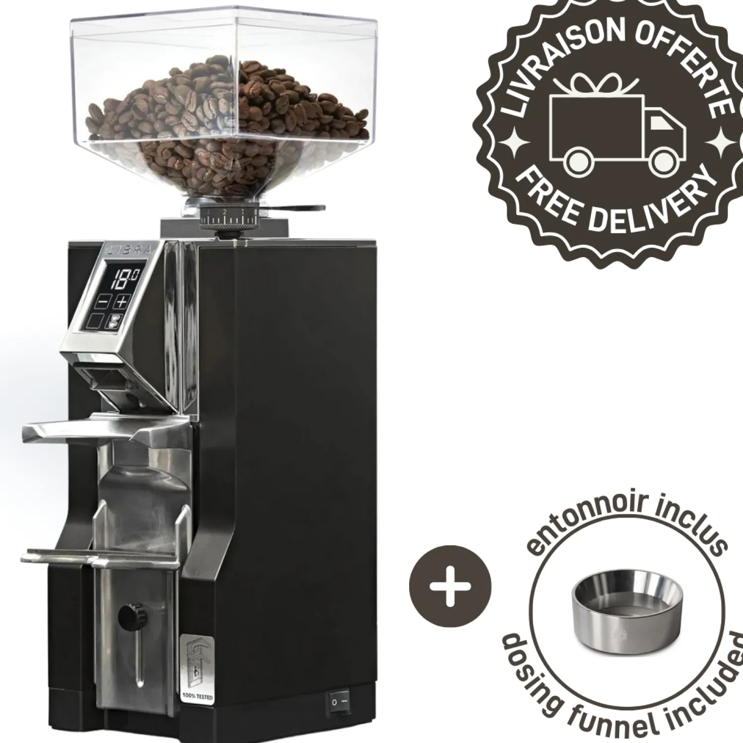 Ma Caféine Automatics>Eureka | Mignon Libra grinder with integrated scale and funnel