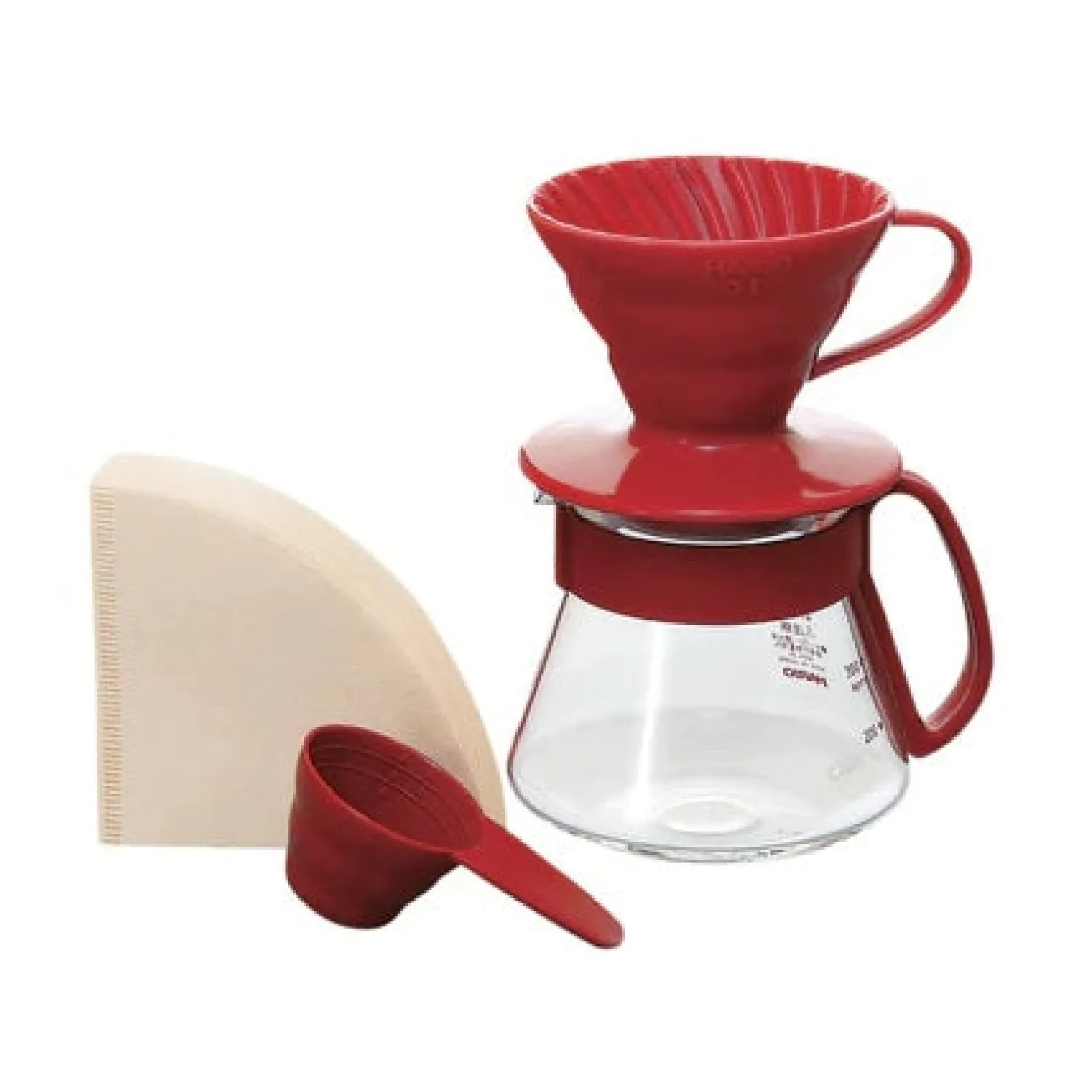 Ma Caféine Manual Infusions>Hario | Red ceramic pour-over set V60-01