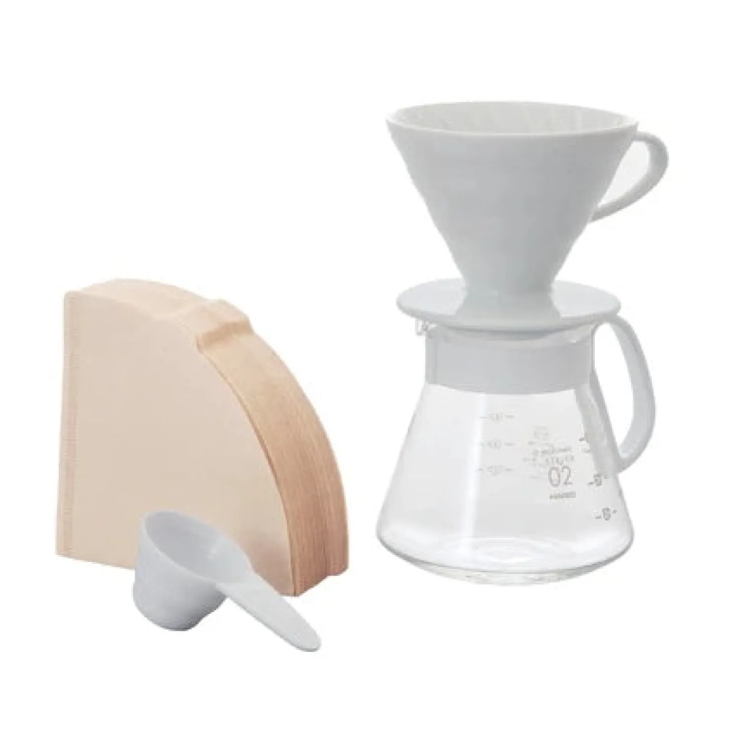 Ma Caféine Manual Infusions>Hario | White ceramic pour-over set V60-02