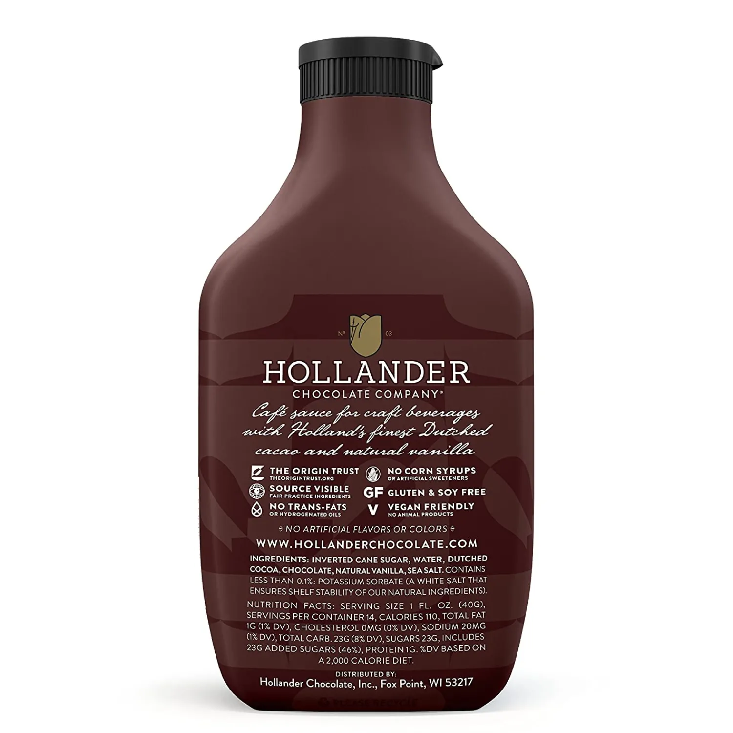 Ma Caféine Flavored Syrups & Sauces | Hot Chocolates>Hollander | Chocolate Sauce - 540 gr