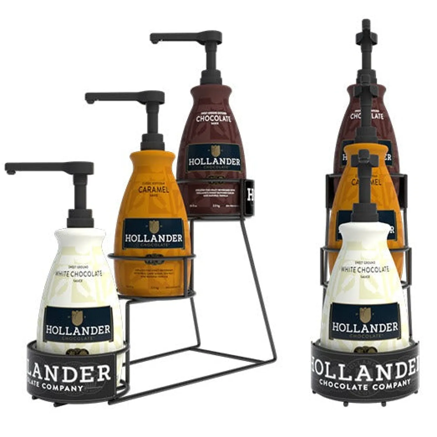 Ma Caféine Flavored Syrups & Sauces>Hollander | Metal storage for three sauces 64 oz