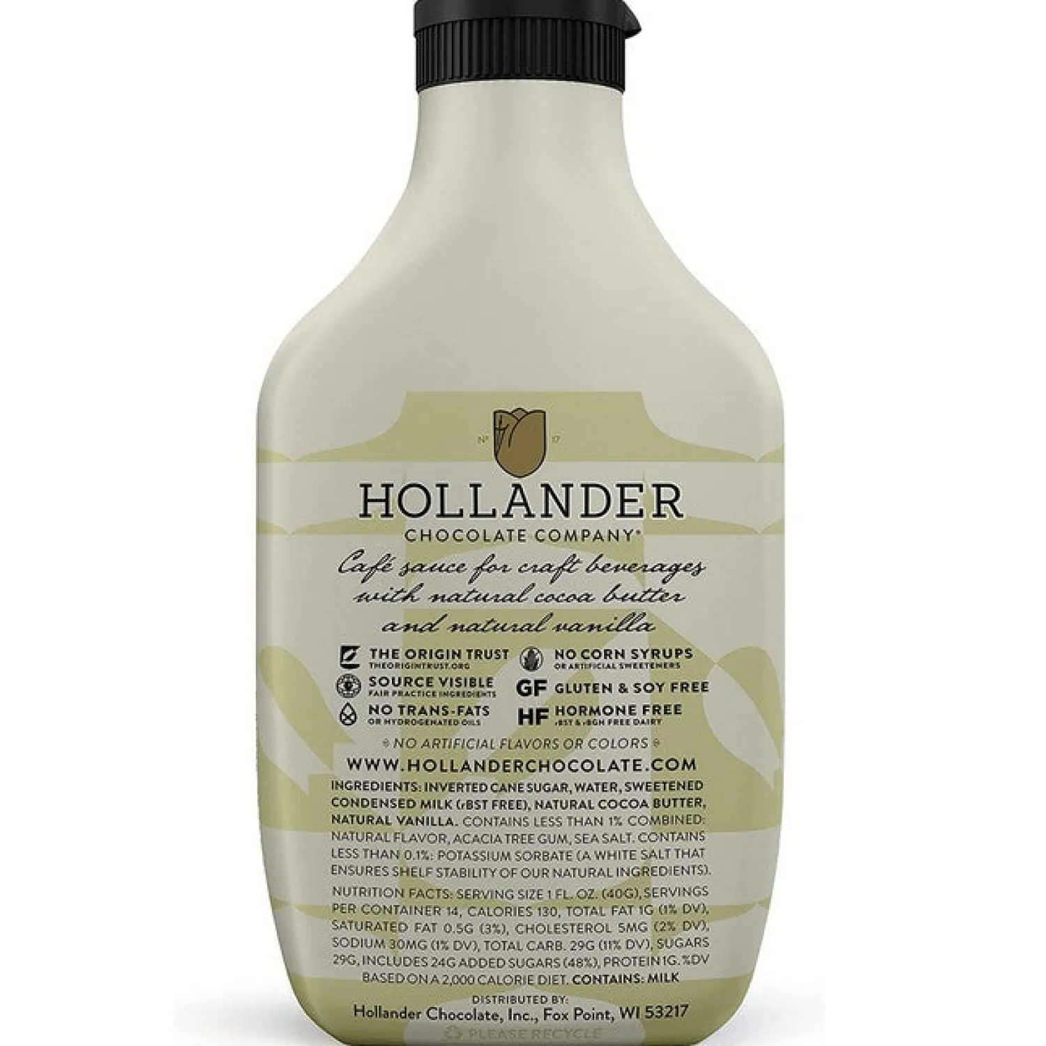 Ma Caféine Flavored Syrups & Sauces | Hot Chocolates>Hollander | White Chocolate Sauce - 540 gr