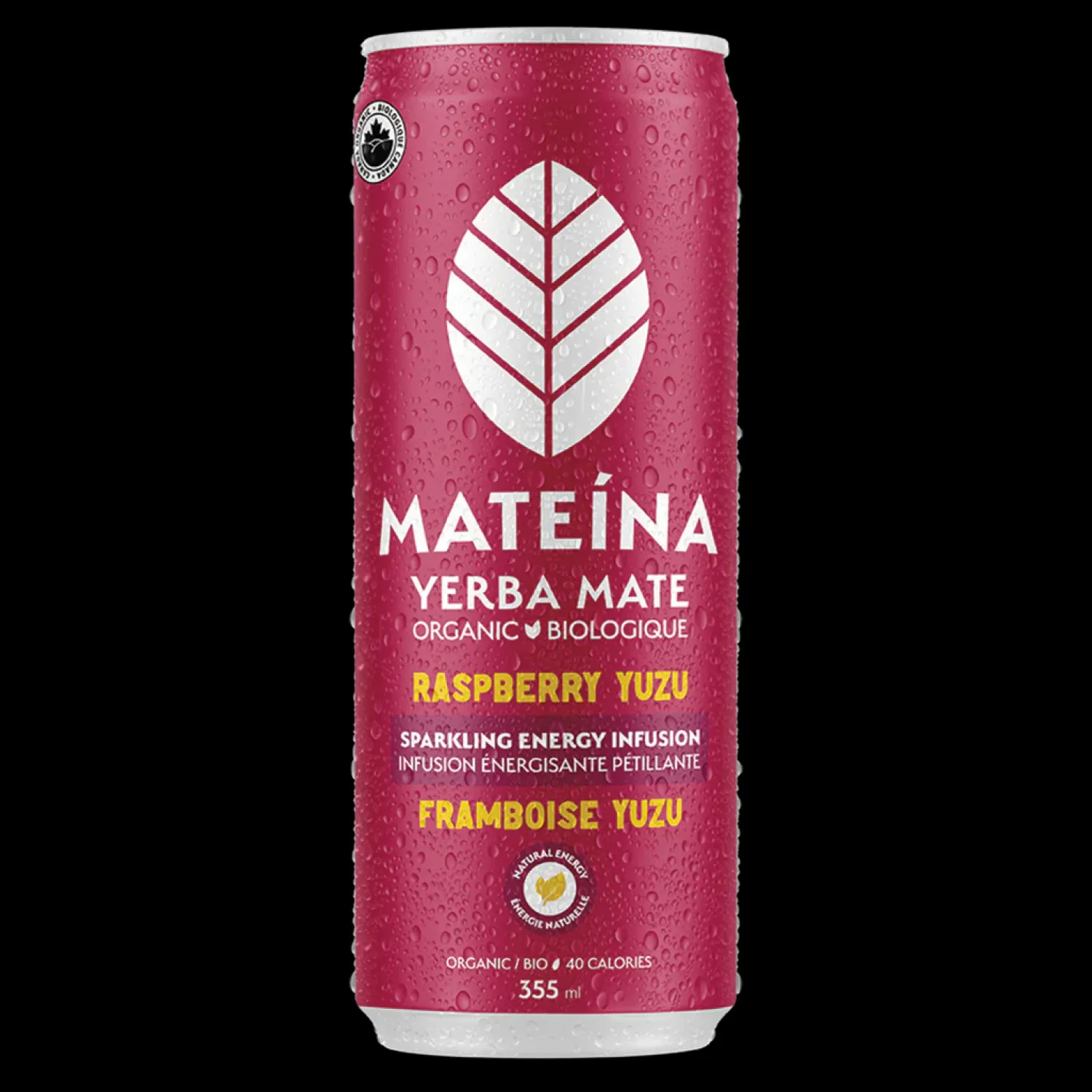 Ma Caféine Ready-To-Drink Beverages | Quebec Products>Mateina | Organic Raspberry & Yuzu Energizing Sparkling Infusion