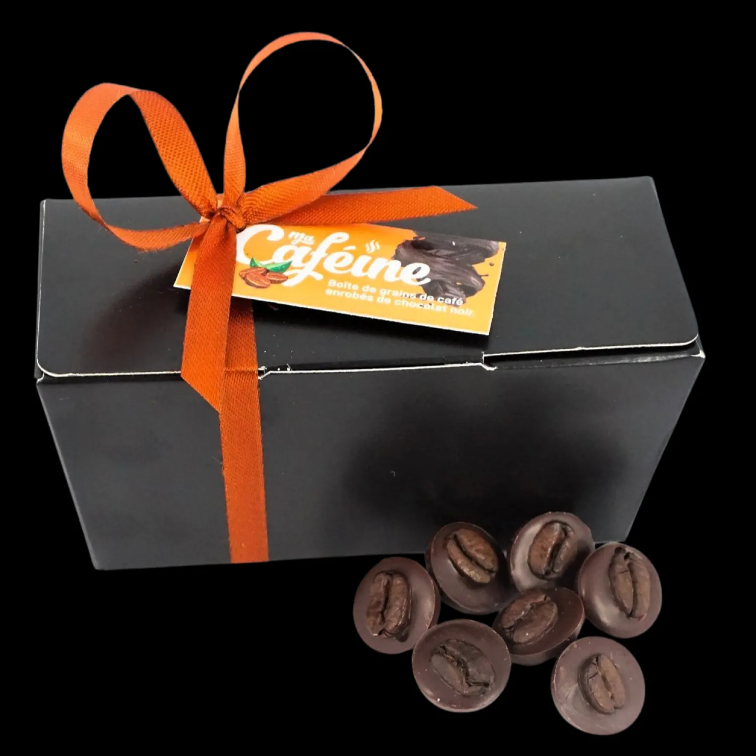 Ma Caféine Food & Snacks | Quebec Products>My Caffeine | Box of coffee beans coated with DARK chocolate 30GR