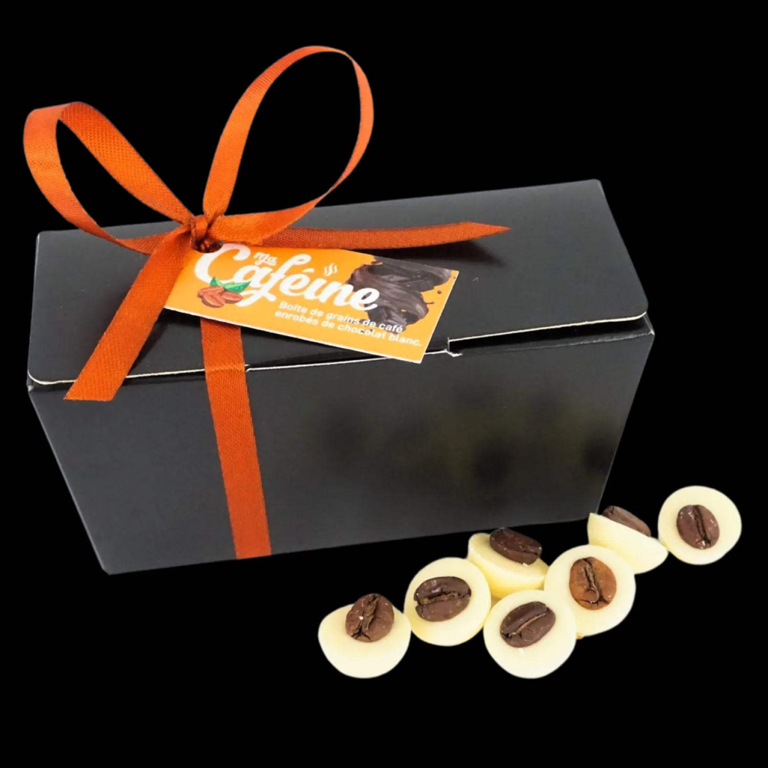 Ma Caféine Food & Snacks | Quebec Products>My Caffeine | Box of WHITE chocolate coated coffee beans 100gr