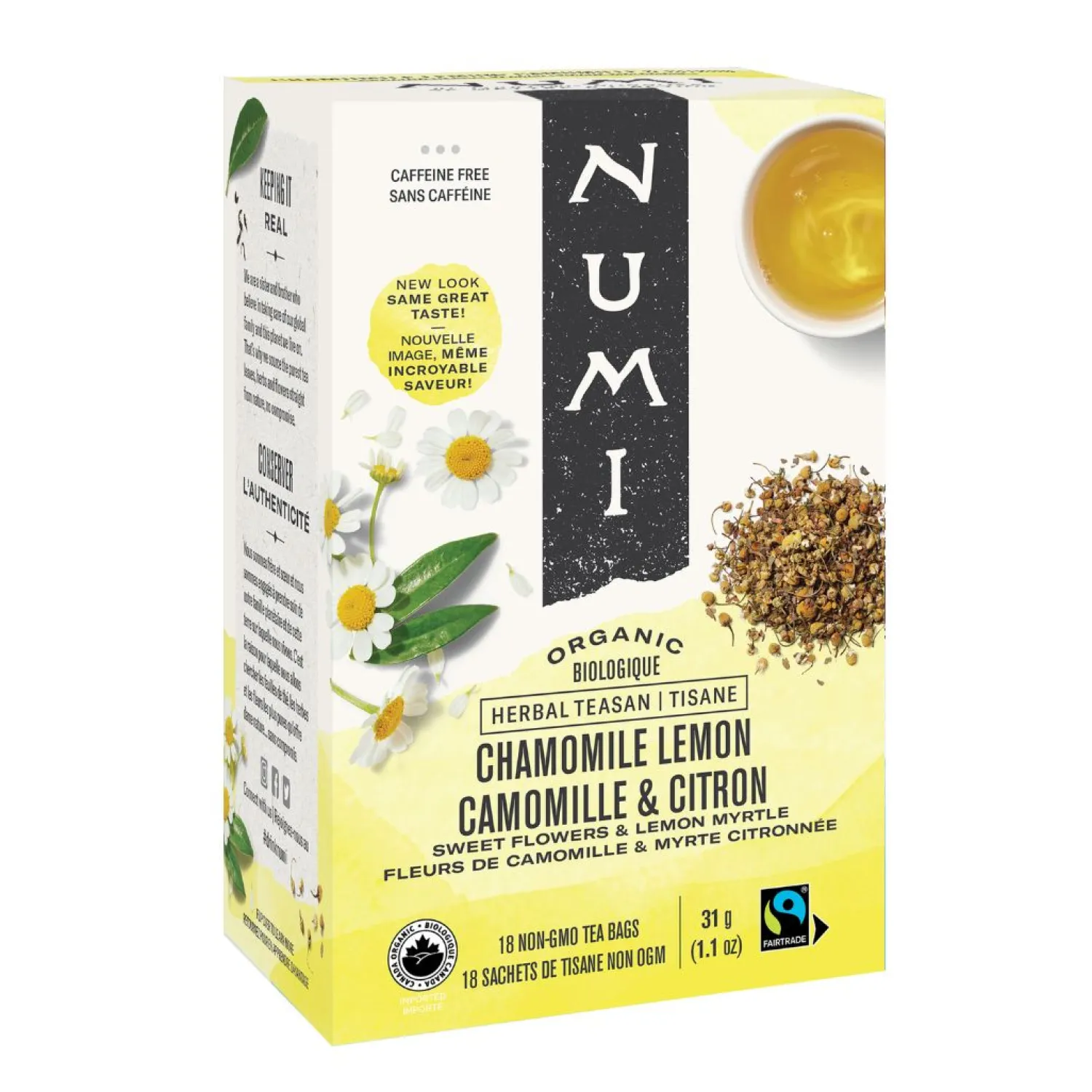 Ma Caféine Herbal Teas | Caffeine Free>Numi | Organic Lemon Chamomile 18 sachets