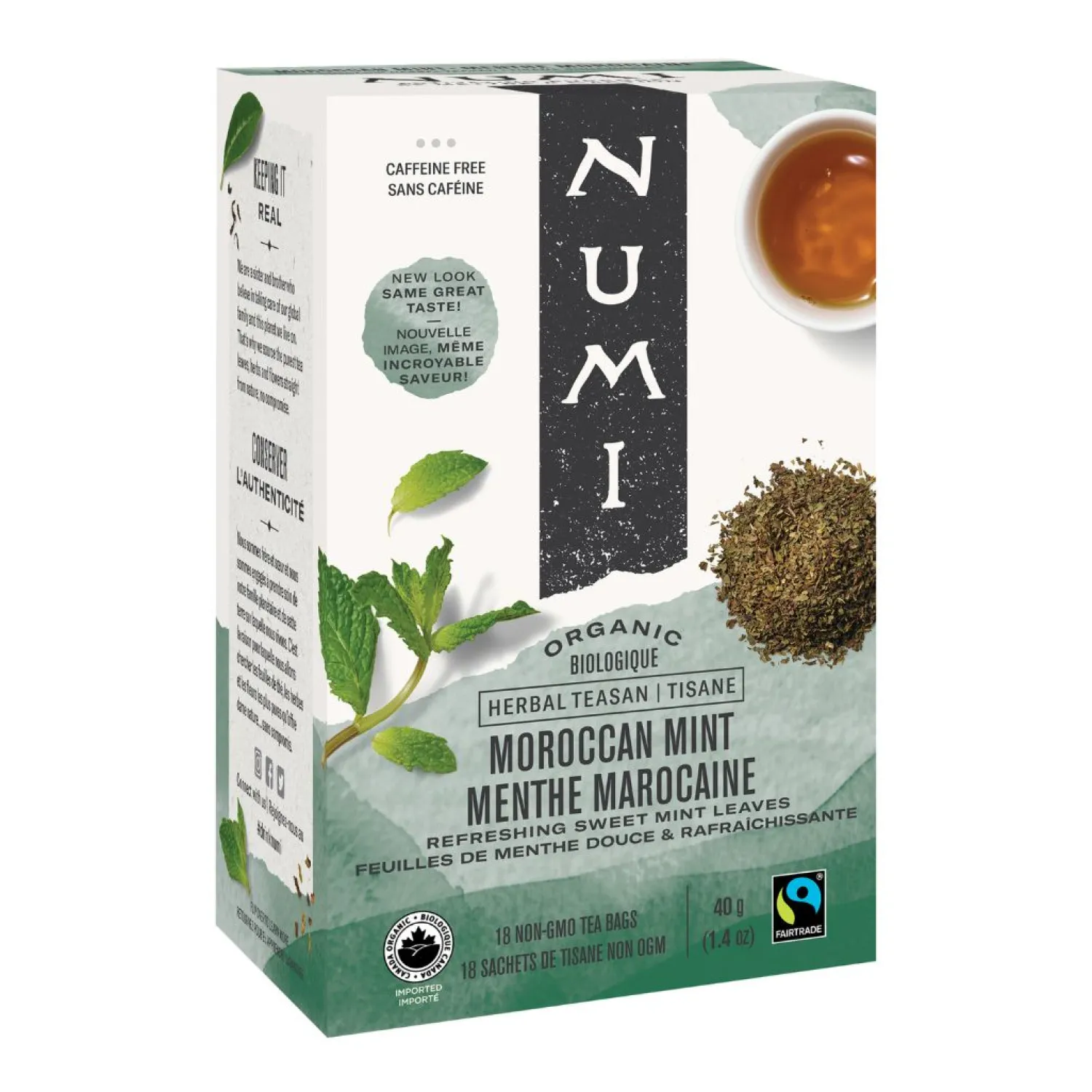 Ma Caféine Herbal Teas | Caffeine Free>Numi | Organic Moroccan Mint 18 sachets