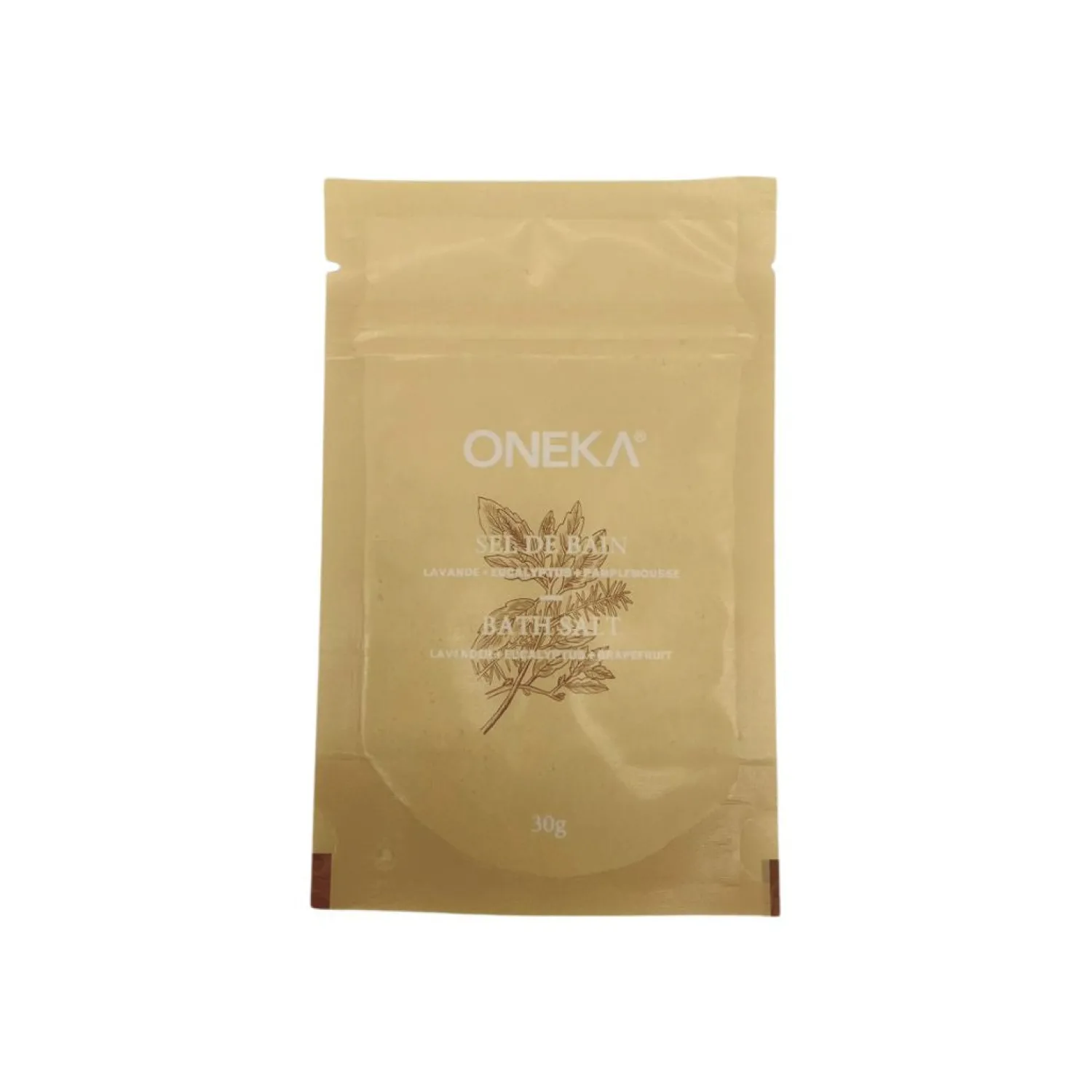 Ma Caféine Quebec Products | Wellness Products>Oneka | Lavender Eucalyptus and Grapefruit Bath Salts - 30g sachet