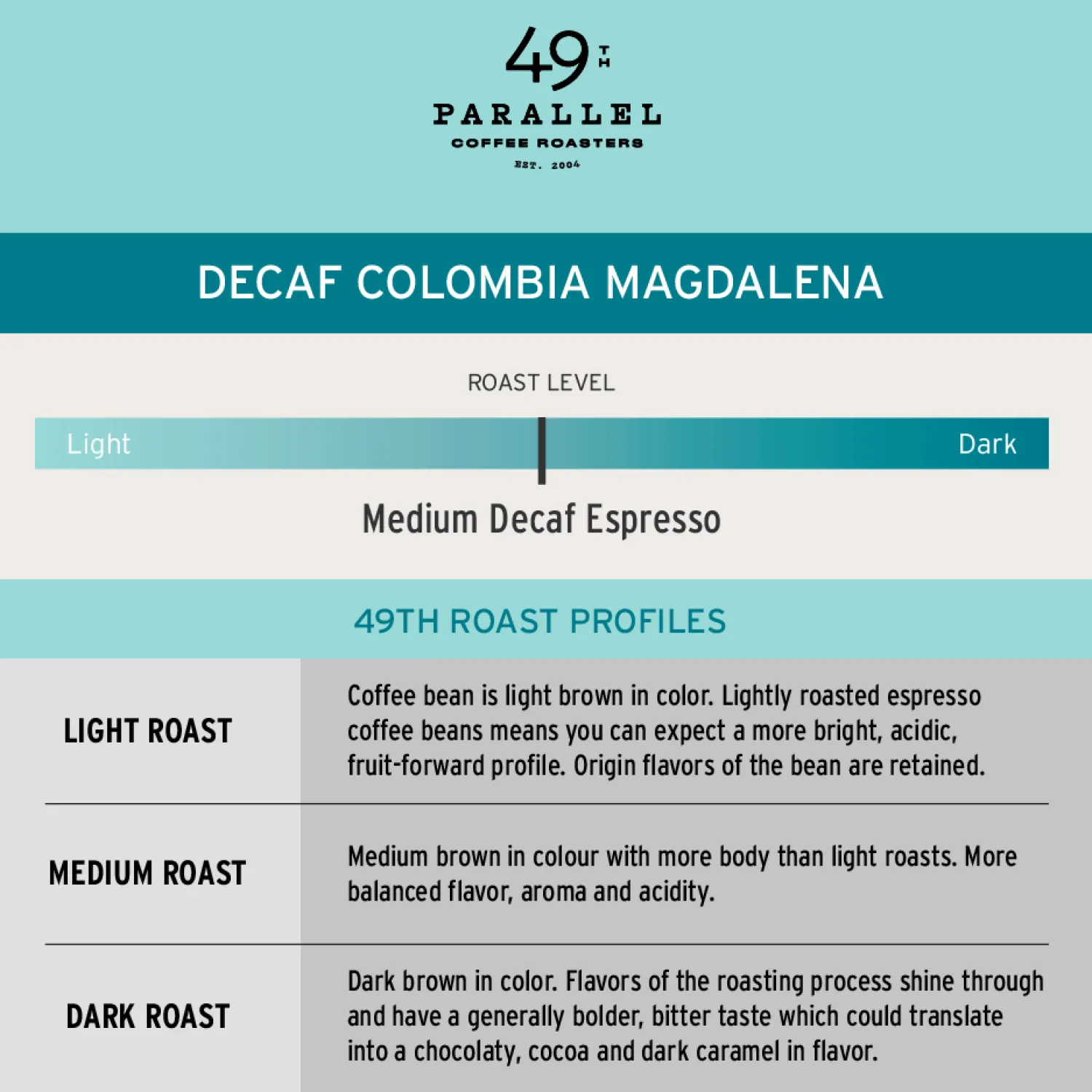 Ma Caféine Coffee Beans | 49Th Parallel>49th Parallel | Decaf Colombia Magdalena - 340gr