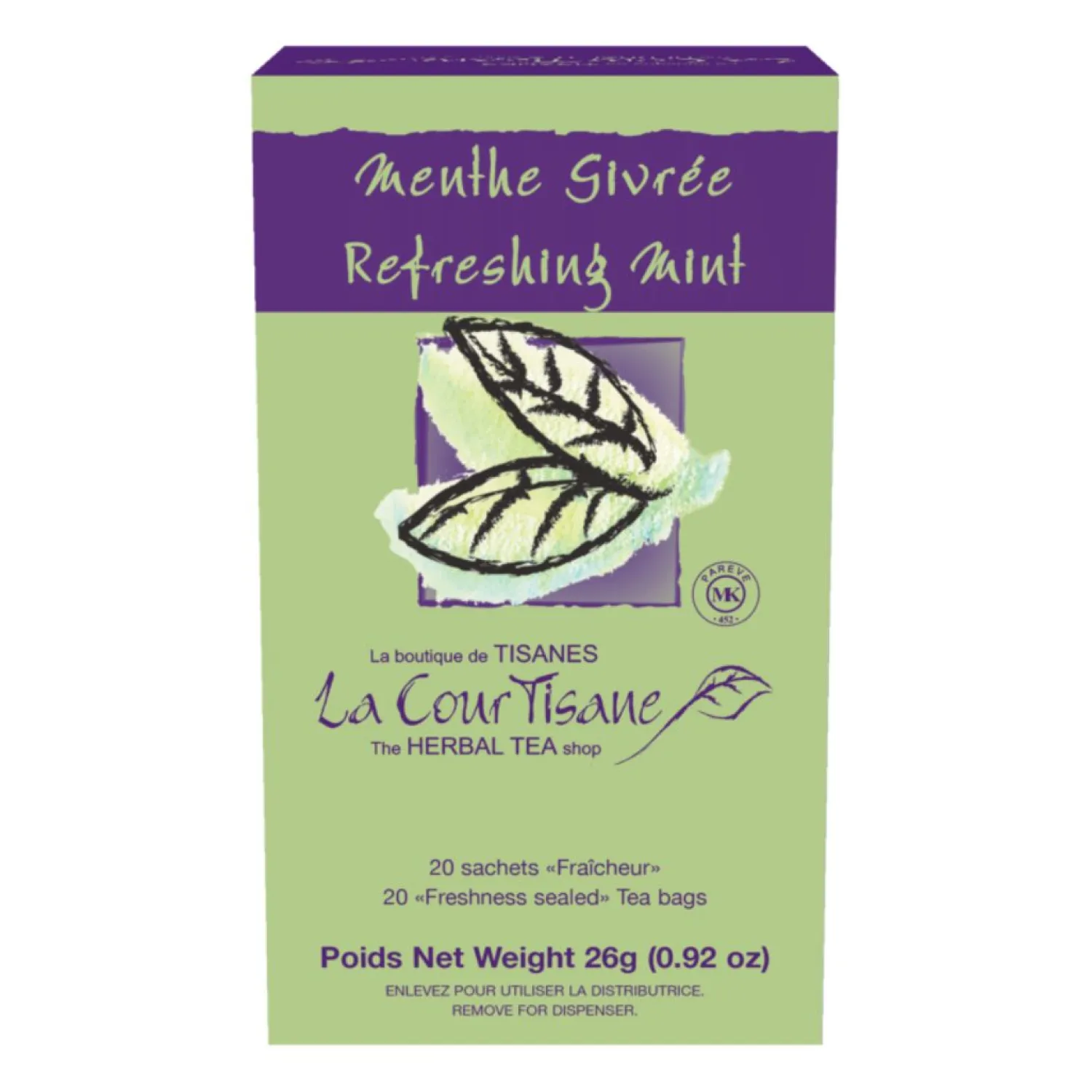 Ma Caféine Herbal Teas | Caffeine Free>The Courtesan | Frosted Mint Herbal Tea box of 20 sachets