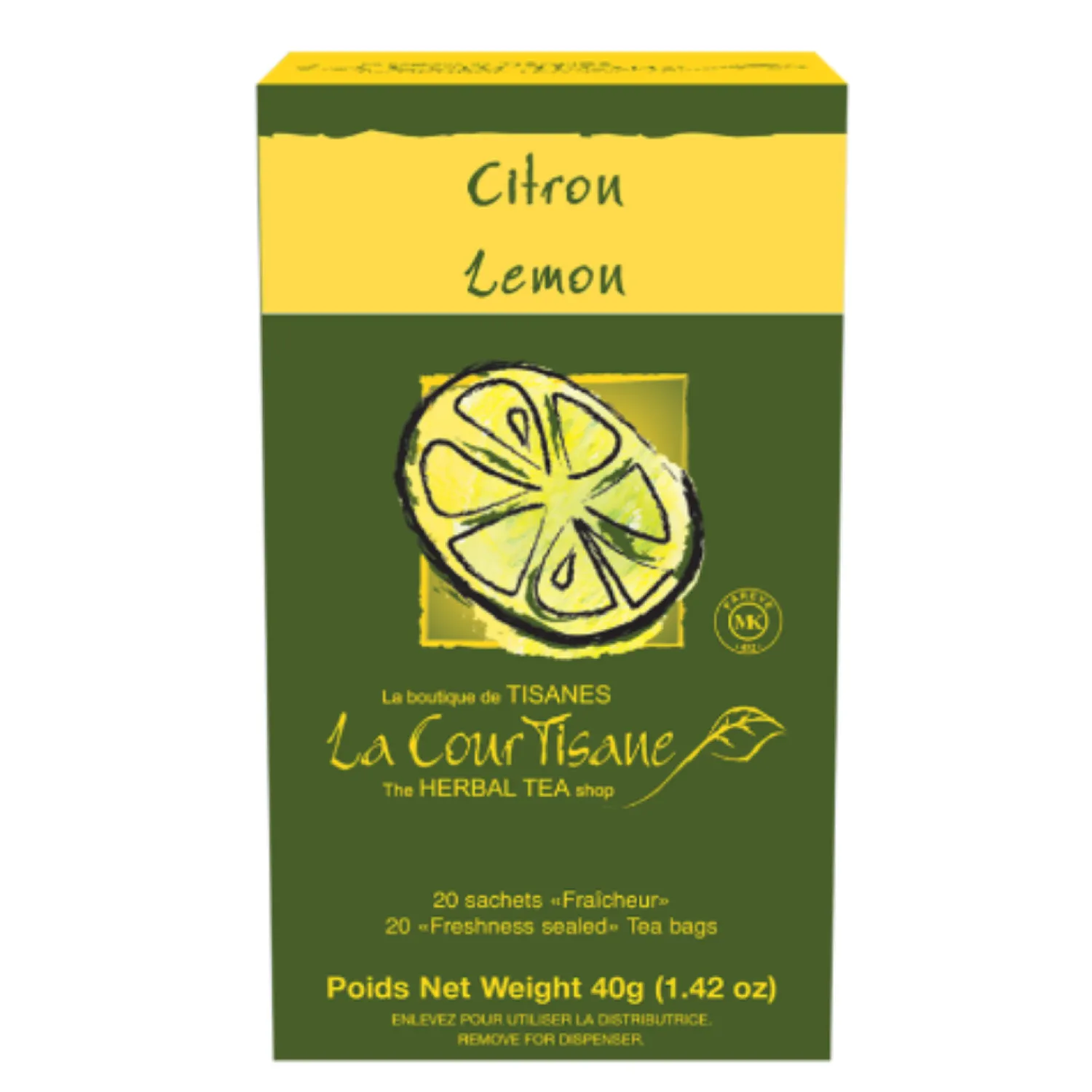 Ma Caféine Herbal Teas | Caffeine Free>The Courtesan | Lemon Herbal Tea box of 20 sachets