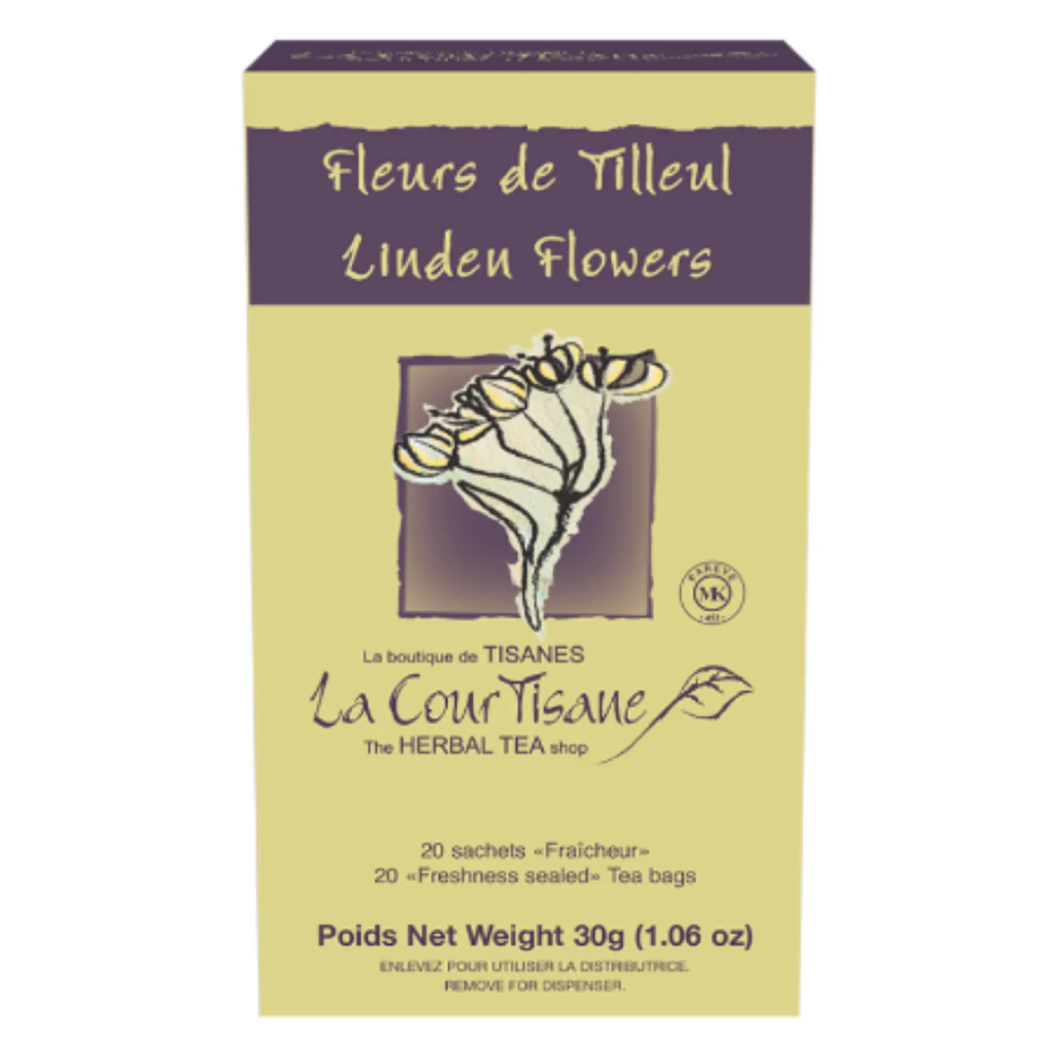 Ma Caféine Herbal Teas | Caffeine Free>The Courtesan | Linden Flowers Herbal Tea box of 20 sachets