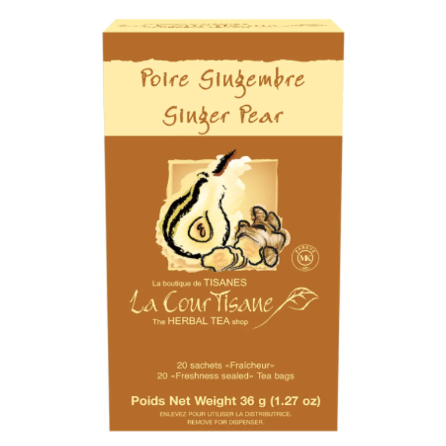 Ma Caféine Herbal Teas | Caffeine Free>The Courtesan | Pear Ginger Herbal Tea box of 20 sachets