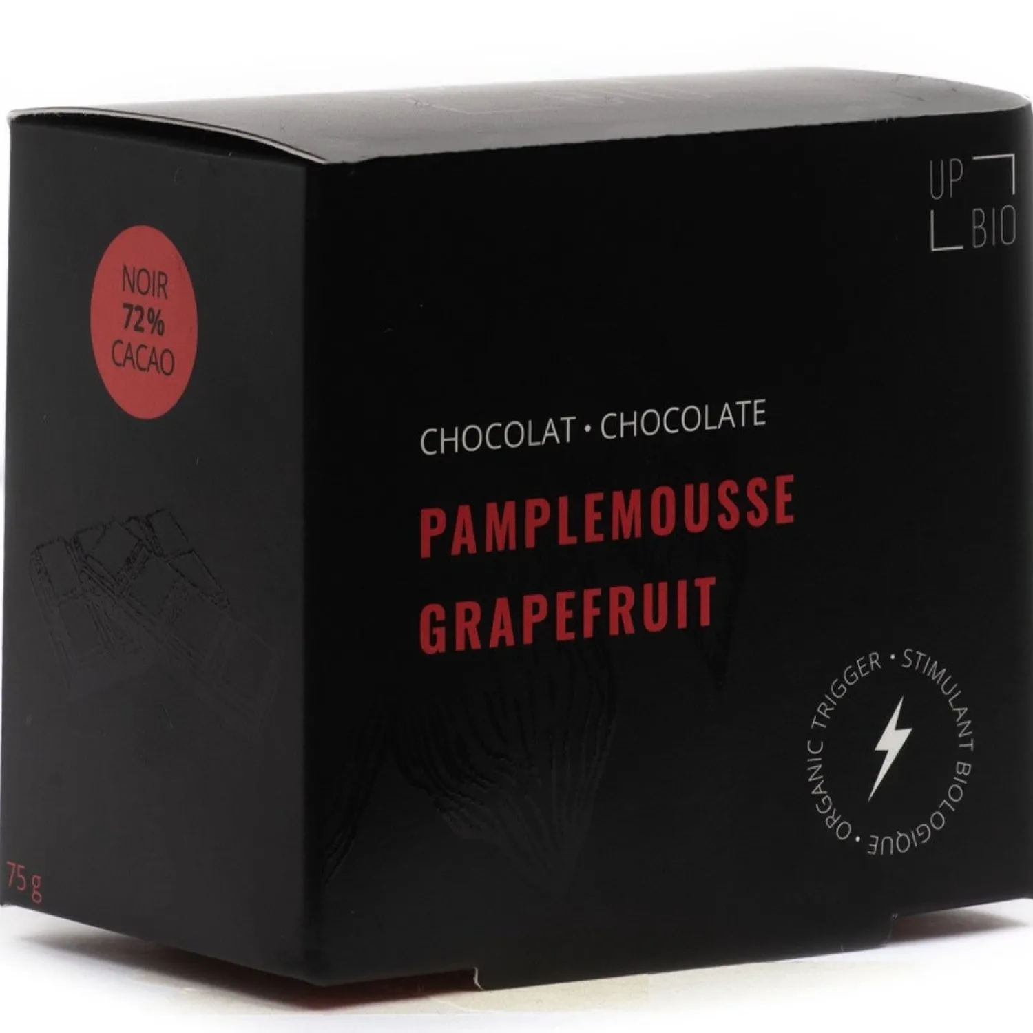 Ma Caféine Food & Snacks | Quebec Products>Upbio | Organic dark chocolate Grapefruit flavor with theine - 75 gr