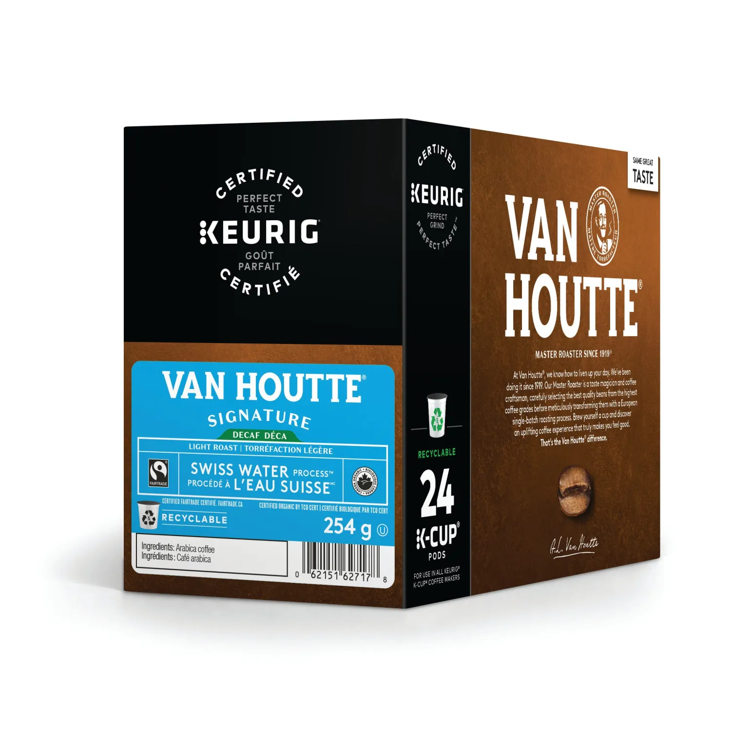 Ma Caféine Keurig | Decaffeinated>Van Houtte | Decaffeinated with water Swiss organic fair trade 24 kcup capsules